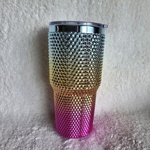 New ombre rainbow Modern Expressions Studded Tumbler 24.3 fl oz summer cup w lid